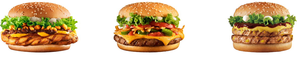 重芝士霸牛堡、安格斯霸牛堡、双层重芝士霸牛堡