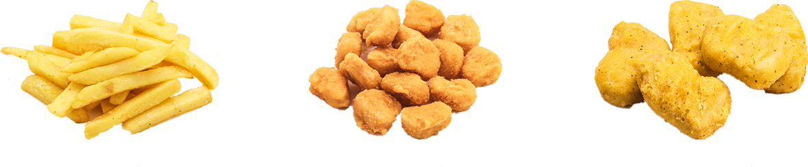 黄金薯条、鸡米花、上校鸡块